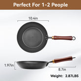 WANGYUANJI 10.2-Inch Hand-Hammered Wrought Iron Frying Pan, Traditional Chinese Skillet, Non-Coated Flat Pan for Gas & Induction Stove